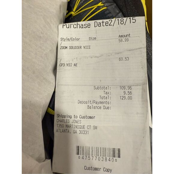 Jordan CP3.VII AE Dark Grey Vibrant Yellow Mens 13 New with Box - Picture 8 of 8